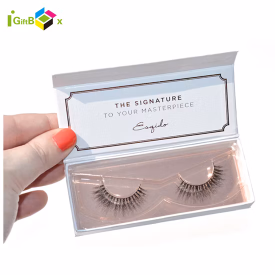 Scatola per ciglia finte con etichetta privata calda, scatola di carta per ciglia di marca personalizzata con specchio